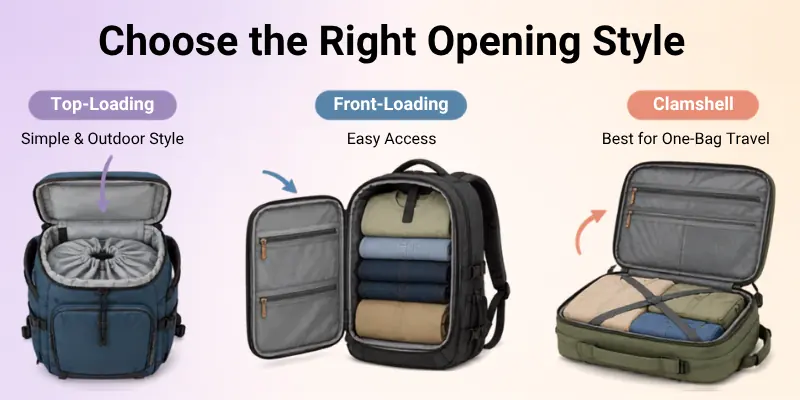 Choose the Right Opening Style Backpack for Travel